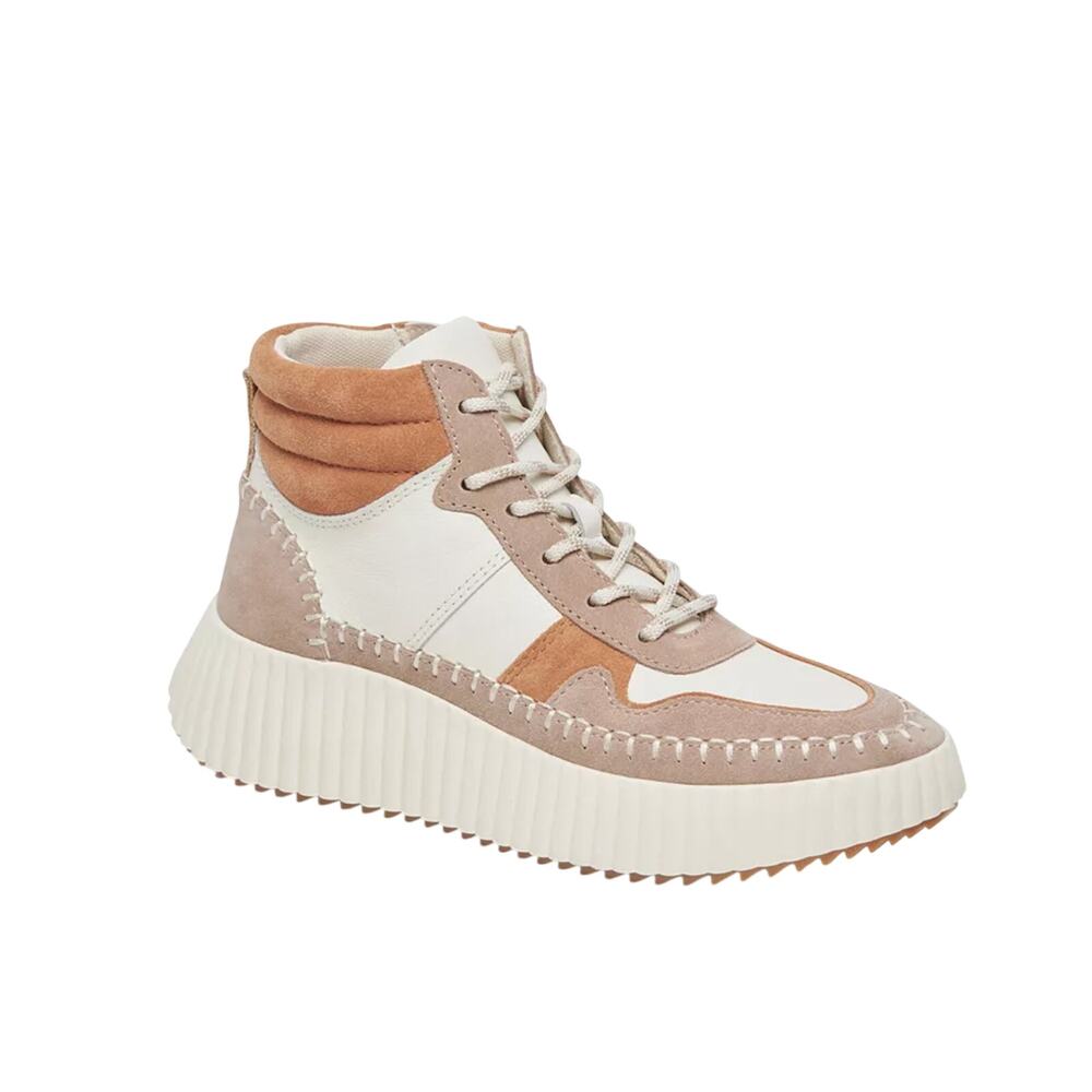 Dolce Vita Womens Daley Hi-Top Casual Sneakers Size 7.5 M Tan White Suede NIB